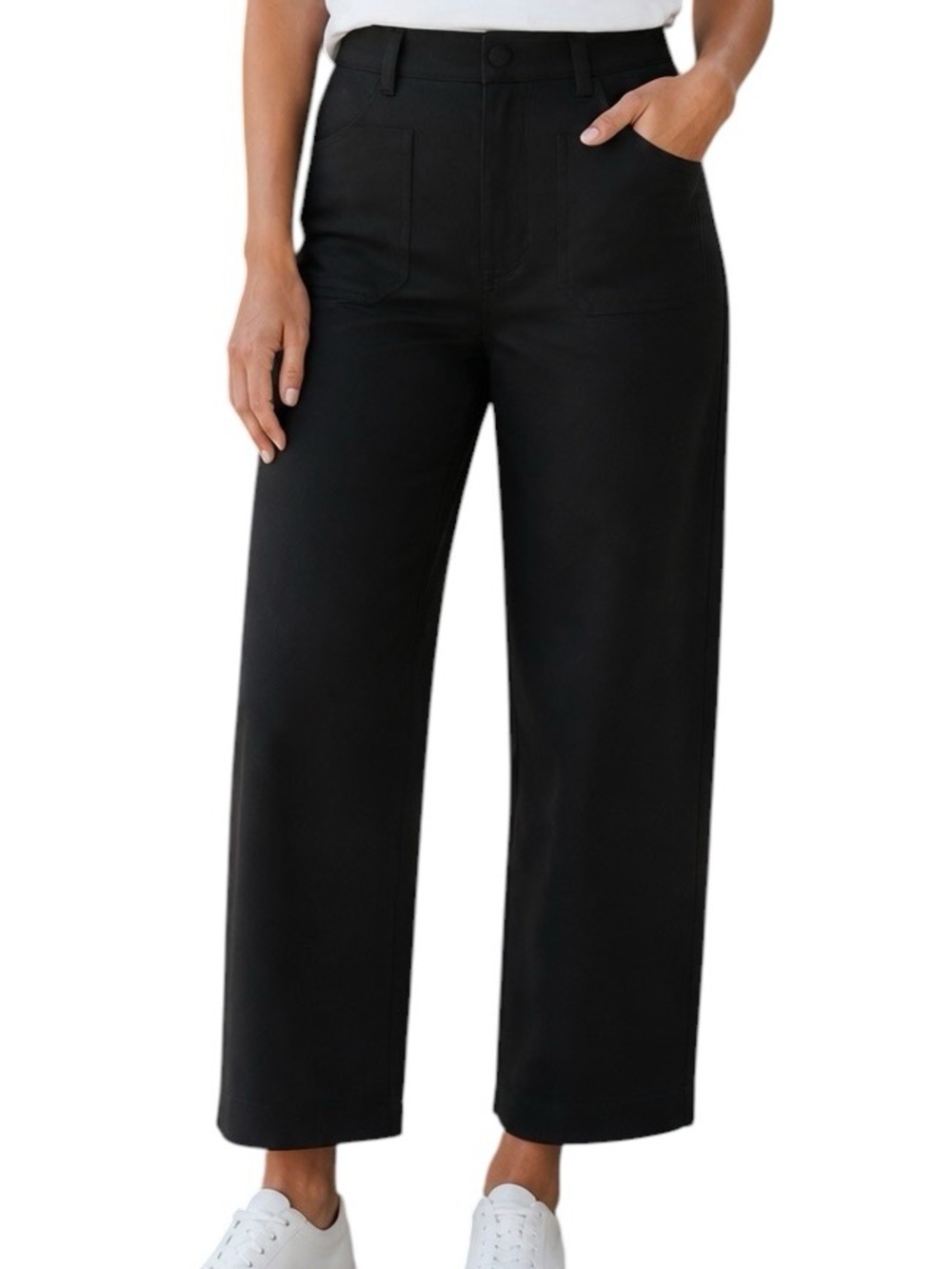 Quince Black NEW High-Rise Wide-Leg Cropped Pants Size 2